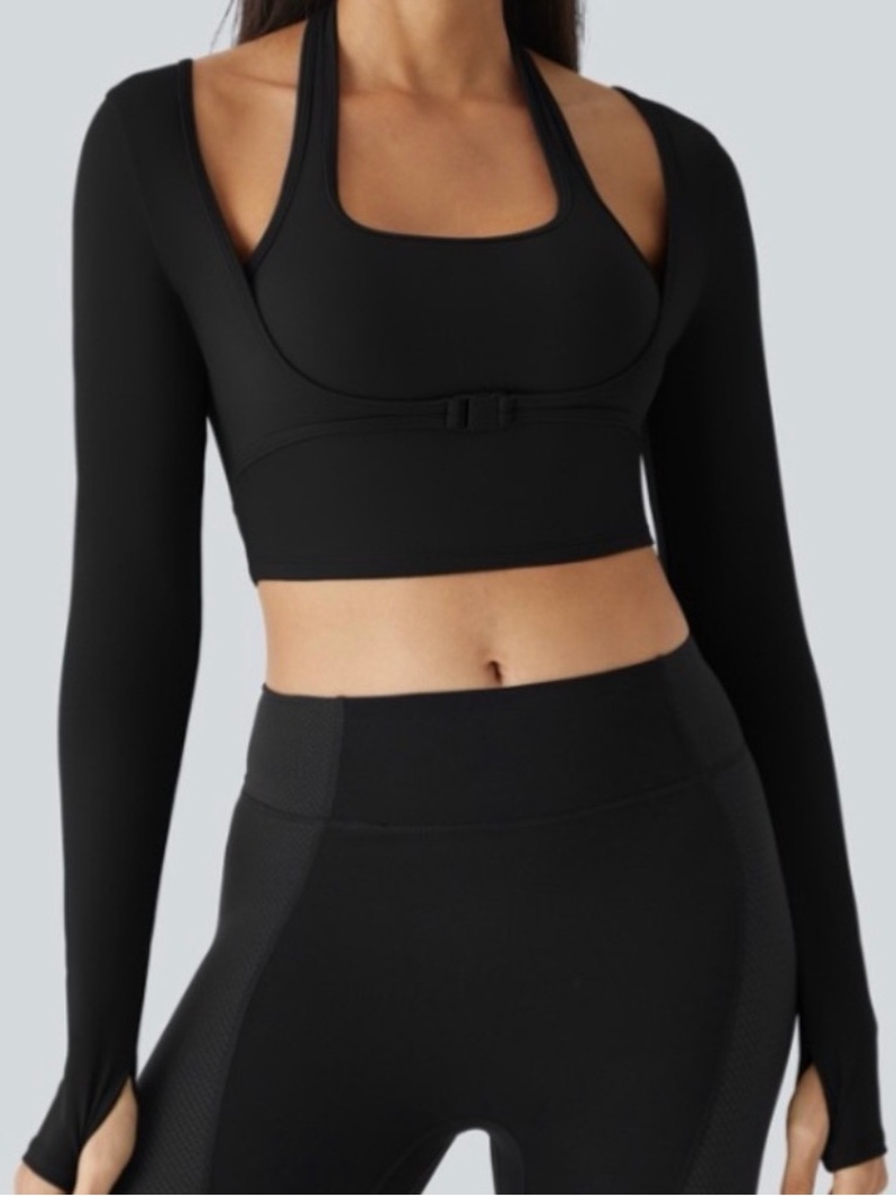 HALARA Black Long Sleeve Crop Top